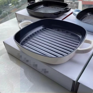 Poêle carrée en fonte sans revêtement, écologique, facile à nettoyer, 26 cm, de haute qualité, pour grillades de steaks, compatible gaz, pour <span class=keywords><strong>Smeg</strong></span> - Product Image 4
