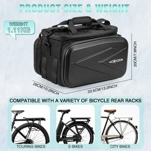 Sac de porte-bagages de vélo BUCKLOS grande capacité 19L, coque rigide, étanche, <span class=keywords><strong>sacoche</strong></span> de vélo, PU+EVA+Nylon Jacquard, <span class=keywords><strong>sacoche</strong></span> de porte-bagages arrière pour vélo électrique - Product Image 4
