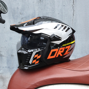 خوذة صينية أنيقة ريترو كاملة للرجال والنساء طوال الموسم خفيفة من الألياف الزجاجية من ألياف الكربون للتنقل وخوذة دراجة نارية كروز - Product Image 3