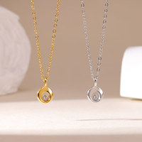 Collier Pendentif Cercle Asymétrique en Zircon Cubique, Acier Inoxydable 316L, Plaqué Or et Argent, Anti-ternissement, Bijoux Minimalistes pour Femme, OEM
