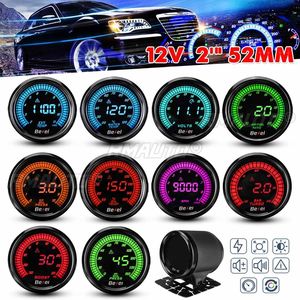 Medidor Digital LED Universal para Automóvil de 2'' 52mm, Indicador de Temperatura/Presión de Agua y Aceite, Voltímetro, Tacómetro, Medidor de Presión de Turbo (Boost PSI/BAR), AFR, EGT, 10 Colores con Soporte para Medidor - Product Image 1