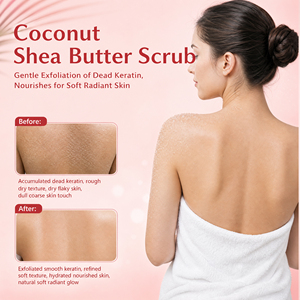 Exfoliante Corporal <span class=keywords><strong>de</strong></span> Manteca <span class=keywords><strong>de</strong></span> Karité y <span class=keywords><strong>Coco</strong></span> Personalizado Directo <span class=keywords><strong>de</strong></span> Fábrica, Exfoliante Corporal Blanqueador e Iluminador para Piel Muerta - Product Image 2