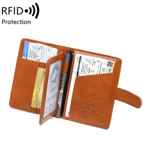 RFID Blocking Passport Holder Soft PU Travel Wallet With Passport Holder