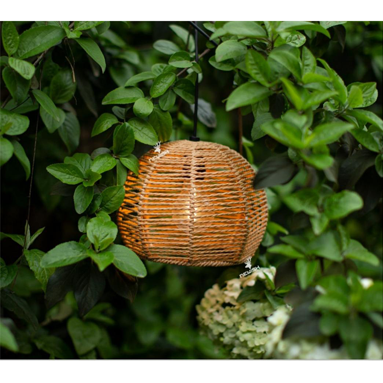 Kanlong Shade 21*21*15.5cm Hanging Hemp Rope Shade Lamp Outdoor Solar Garden Light