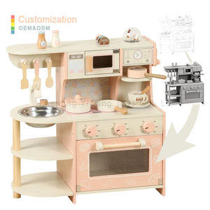 Ensemble Réaliste Cuisinière et Machine à Café en Bois, Jouet d'Imitation pour Enfants, Batterie de Cuisine pour Bébé Adaptée aux Filles - Product Image 1