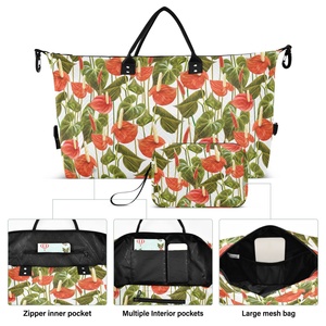 Nueva Llegada, Bolsa de Viaje con Diseño de Flores Tropicales Hawaianas y Logotipo Personalizado, Juego de Maletas Ligeras con Bolsa de Aseo - Product Image 2