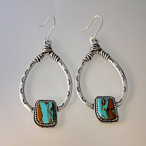 Ciglia creative, gocce d'acqua, orecchini con dettagli blu-verdi, regali retrò da donna - Product Image 6