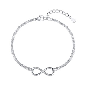 SPJ Thin Minilistic Rhodium Plated Everyday Jewellery Endless Love De Collar Real S925 Sterling Silver <b>Infinity</b> 8 <b>Bracelet</b> - Product Image 1