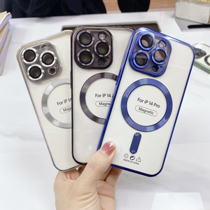 เคสชาร์จไร้สายระบบแม่เหล็ก,เคสใสเคลือบหรูหราสำหรับ <span class=keywords><strong>iPhone</strong></span> 14 <span class=keywords><strong>13</strong></span> 12 11 Pro Max ฝาครอบป้องกันเลนส์ซิลิโคนเนื้อนิ่ม - Product Image 1
