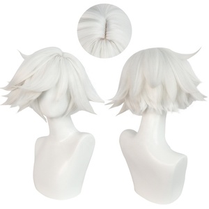 Parrucca da pubblicità all'ingrosso Cosplay da 30cm corta bianca dritta sintetica per feste Halloween capelli Hazbin Hotel Anime parrucca Cosplay - Product Image 1