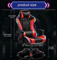 Vente en gros de chaise pivotante RGB Racing chaise d'ordinateur de jeu réglable lumières LED haut-parleurs massage en cuir chaise pas cher Silla Gamer