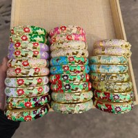 Gelang Bangle Terbuka Desain Bunga Berlapis Emas Paduan Logam Lebar 1.4 cm untuk Wanita, Gaya Istana, Terinspirasi Jingtailan Cina, Fashionable