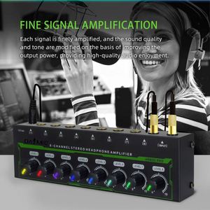 Amplificador de Auriculares Profesional HA800 PRO, Amplificador de Audio Estéreo de 8 Canales con Luz RGB y Control de Volumen para DJ y Estudio - Product Image 3
