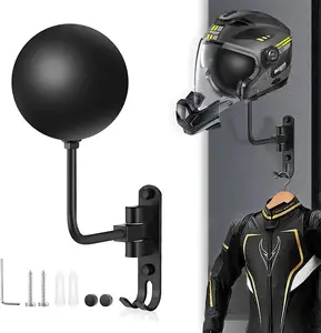 Portapacchi per casco da moto a parete in metallo supporto per casco da bici con 2 ganci in metallo per chiave per parrucca per giacca da moto
