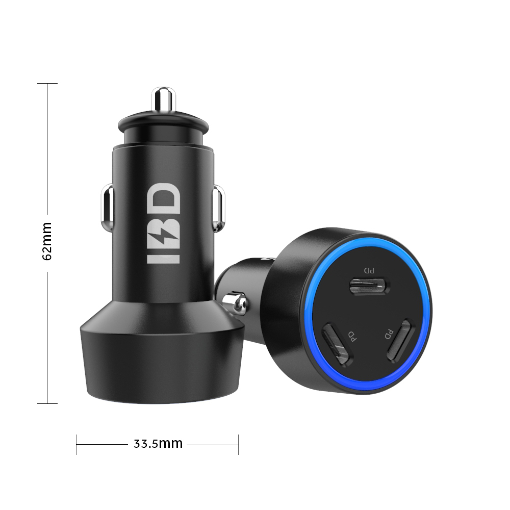 IBD Aluminum Car Charger 60W 3PD Car Charger With Certificate