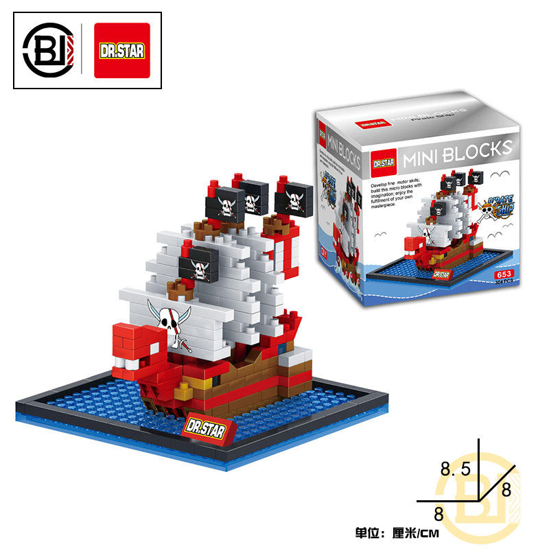 Mil ladrillos soleados juguetes Barco Pirata serie bloques de construcción  ladrillos Anime Mini bloques modelo juguetes de construcción