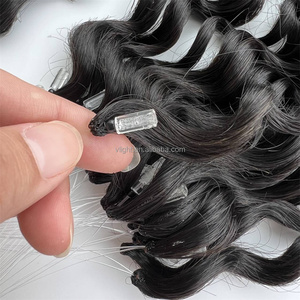 Extension 100% capelli umani anello Nano uncinetto Micro Loop Twist russo rame <span class=keywords><strong>biondo</strong></span> riccio H6 IF2 piuma slavica onda naturale - Product Image 2