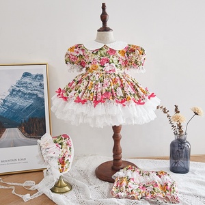 Vintage dantel yay peter pan yaka bebek fırfır yaz noel elbise çocuk İspanyol elbise tedarikçisi - Product Image 1