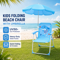 Chaise de plage pliable pour enfants, siège de camping portable d'extérieur avec auvent pare-soleil, chaise en tissu à motif de dessin animé pour la plage, le parc et les voyages