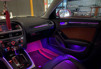 La mejor venta de luz LED ambiental para Audi A4 B8 A5 Q5 2009-2017 decorar lámpara panel de puerta de grano decorar lámpara aspecto de carbono luz de neón