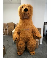Costume de mascotte d'ours polaire gonflable en peluche dansant en fourrure, costume adulte de personnage de dessin animé pour la fête, vente en gros