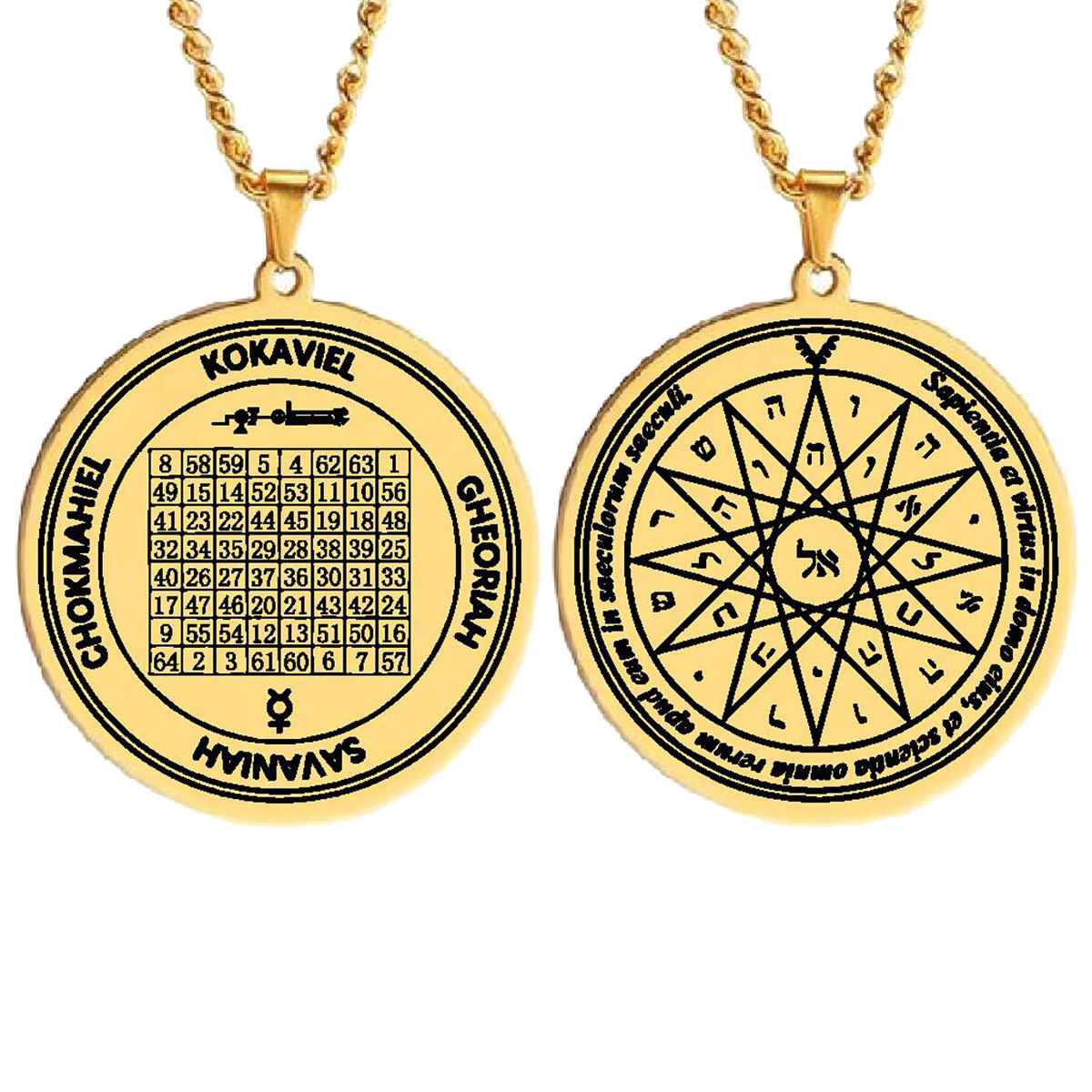 4th Pentacle of Mercury Saturn Jupiter Planet Necklace Stainless