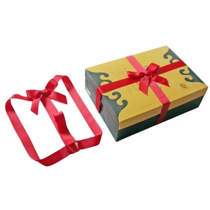 <span class=keywords><strong>Noeud</strong></span> en ruban polyester à grain croisé pré-noué personnalisé avec connexion élastique pour l'emballage de cadeaux de Noël - Product Image 1