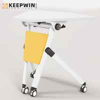 Table de réception trapézoïdale empilable moderne, table ronde pour activités universitaires et collégiales, table pliante pour réunions, conférences et formations