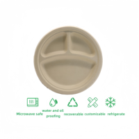 Vente en gros de compartiments biodégradables sans PFAS 6 pouces 7 pouces 9 pouces 10 pouces Assiettes alimentaires jetables en bagasse canne à sucre