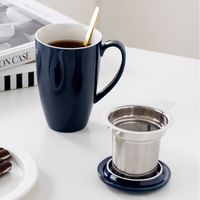 Tasse à thé en céramique en porcelaine moderne personnalisée de 450 ml, tasses à café, cadeau promotionnel, infuseur avec couvercle, tasse à thé/café en feuilles détachées, vaisselle sûre