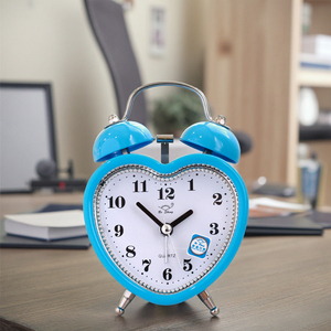 Bosheng biểu tượng tùy chỉnh hình trái tim Twin chuông <span class=keywords><strong>Analog</strong></span> Battery Powered thạch anh kim loại đồng hồ báo thức rất lớn cho bàn hoặc cạnh giường ngủ sử dụng - Product Image 1