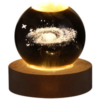 New Year Luminous 60mm 80mm Crystal Ball Bedroom Bedside Tabletop Decoration Galaxy Moon Nebula Saturn Night Light