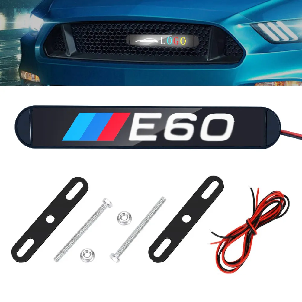 Araba motosiklet gündüz farları Logo LED ön izgara işareti rozeti işıklı orta net amblem BMW E60 E84 E87 E90 X6