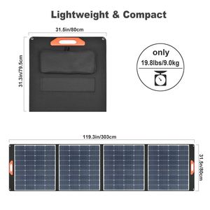 แผงโซลาร์เซลล์แบบพกพาชนิดโมโนคริสตัลไลน์ 100W 200W 400W สำหรับการตั้งแคมป์กลางแจ้ง - Product Image 2
