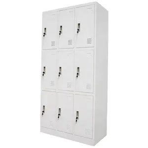 Gym cupboard Office School Metal Storage Cabinet Lockable Steel 9 Door locker with standing feet