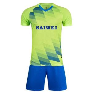 男子定制标志足球服套装蓝色黄色运动服Dropshipping足球套装和衬衫足球服 - Product Image 4