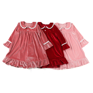 Robe <span class=keywords><strong>de</strong></span> nuit pour bébé <span class=keywords><strong>fille</strong></span>, robe <span class=keywords><strong>de</strong></span> nuit personnalisée en velours rouge pour <span class=keywords><strong>petite</strong></span> <span class=keywords><strong>fille</strong></span>, pyjama à volants pour enfants, robe <span class=keywords><strong>de</strong></span> soirée à manches courtes 2025 - Product Image 6