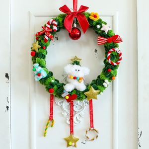 Guirlande de Noël en tissu peluche mignonne, Père Noël et Bonhomme de neige, faite à la main, décoration de porte pour les fêtes, maison et vacances - Product Image 2