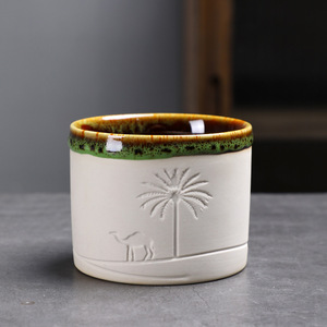 Tazza da Caffè in Ceramica con Cammello del Deserto Inciso, Souvenir Creativo, Tazze Espresso in Argilla Grezza Personalizzate, Tazze Regalo - Product Image 5