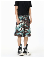 Shorts en jean pour homme YUNNBOFEI, imprimé camouflage vintage, coupe large, style décontracté, tendance streetwear