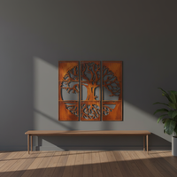 Mampara Decorativa de Acero Corten con Diseño de Árbol de la Vida para Exteriores