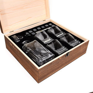 16 cái tùy chỉnh khắc <span class=keywords><strong>Whisky</strong></span> Decanter Set với 4 <span class=keywords><strong>Whisky</strong></span> kính và 8 Stones hộp gỗ - Product Image 1