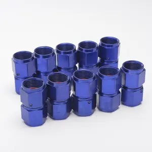 AUTOFAB 10 PCS/PACK 4AN 6AN 8AN 10AN Female ke AN4 AN6 AN8 AN10 Female Swivel lurus adaptor dudukan Union Coupler Blue