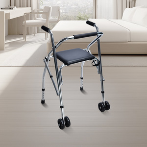 Andador de cuatro ruedas con asiento y ruedas para asistencia de movilidad en el hogar - Product Image 1