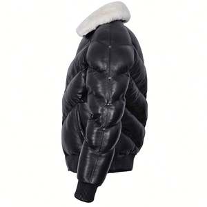 Veste matelassée en cuir véritable et velours côtelé pour homme, vente chaude, fermeture éclair, personnalisable, rembourrée, pour l'hiver, vêtements d'extérieur, 2026 - Product Image 2