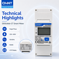 Compteur intelligent CHINT DDSU666 1P sur rail DIN 1,5(6)A RS485 Modbus, monophasé, moniteur d'énergie kWh 230V