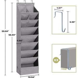 Organisateur de chaussures pliable léger pour porte, avec grandes poches profondes, range-chaussures étroit à suspendre à la porte, pour bottes - Product Image 4