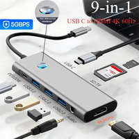 9/8/7/6/5 en 1 10Gbps 4K60Hz Station d'accueil Tipo C USB 3.2 Hub HDTV Type a Extenseur Dock Concentrateur Accessoires pour ordinateur portable Hubs