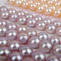Perles de culture d'eau douce de qualité AAA de 8-9 mm, forme bouton, couleur violette, perles lisses à moitié percées de 0,9 mm pour la fabrication de bijoux
