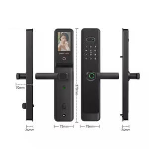 アルミ製木製指紋 & TuyaアプリセキュリティクラウドデータストレージオプションVien認識3DスマートドアロックWiFiカメラ付き - Product Image 6